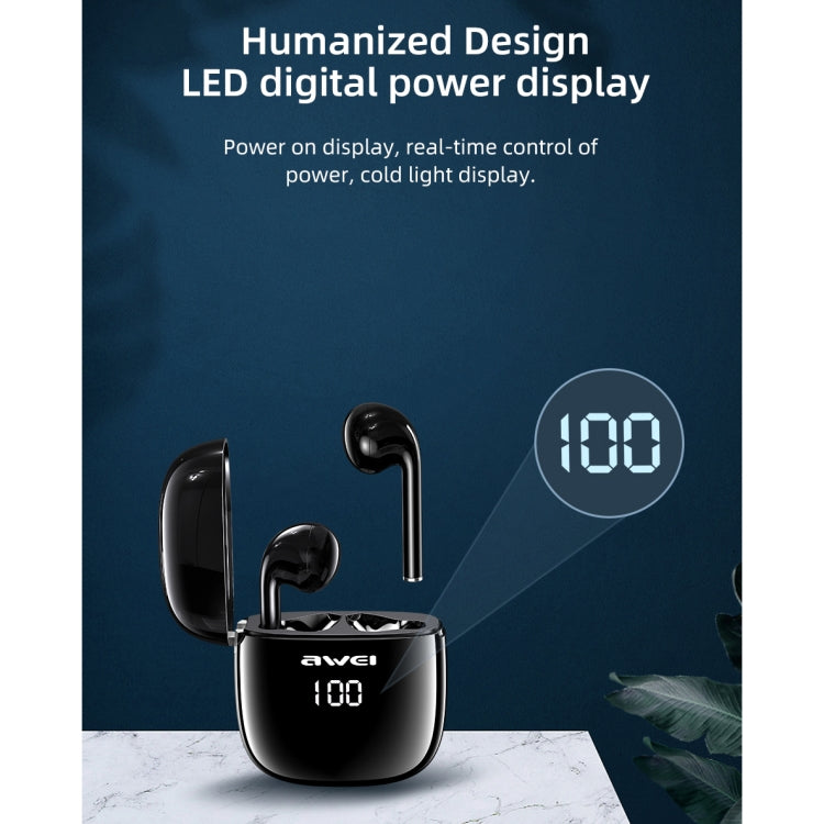 awei T28P Bluetooth V5.0 TWS Ture Wireless Sport-LED-Display-Headset mit Ladehülle
