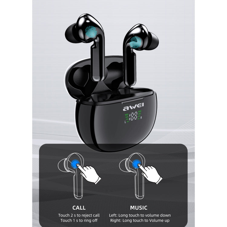 awei T15P Bluetooth V5.0 TWS Ture Wireless Sport-LED-Display-Headset mit Ladehülle, T15P