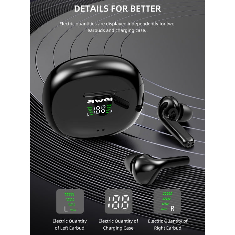 awei T15P Bluetooth V5.0 TWS Ture Wireless Sport-LED-Display-Headset mit Ladehülle, T15P