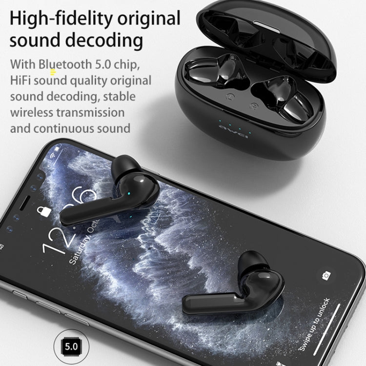 awei T15 TWS Bluetooth V5.0 Ture Kabelloses Sport-Headset mit Ladehülle, T15