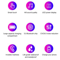F9 TWS V5.0 Touch Control Binaurales kabelloses Bluetooth-Headset mit Ladeetui und Digitalanzeige, F9