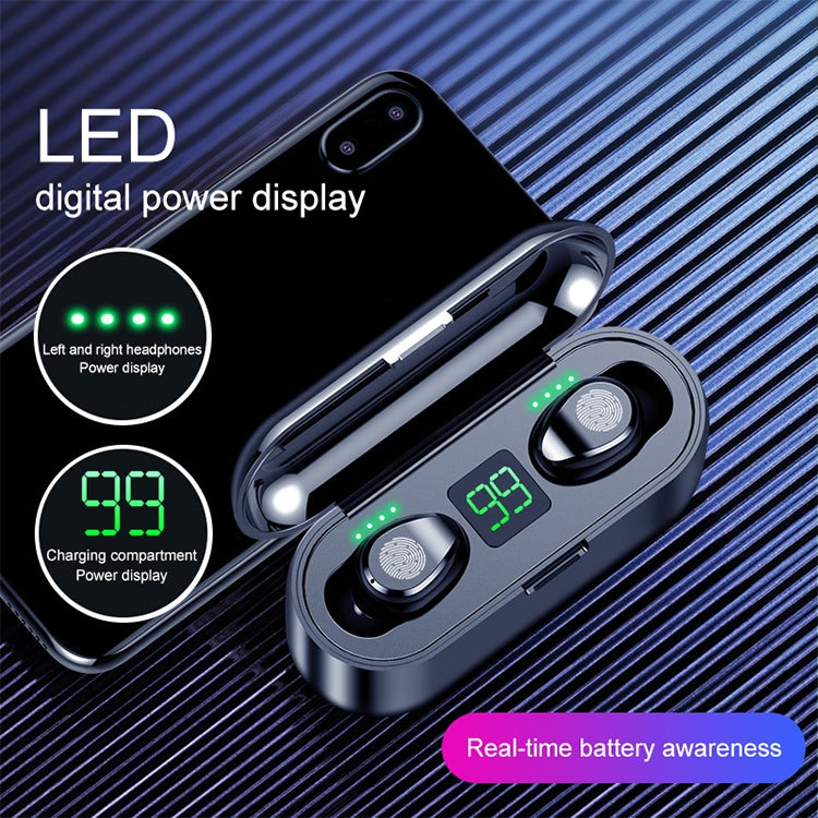 F9 TWS V5.0 Touch Control Binaurales kabelloses Bluetooth-Headset mit Ladeetui und Digitalanzeige, F9