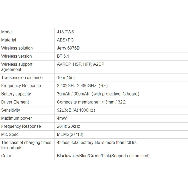 T&G J18 Bluetooth 5.1 TWS Kabelloser binauraler Bluetooth-Kopfhörer mit Ladebox