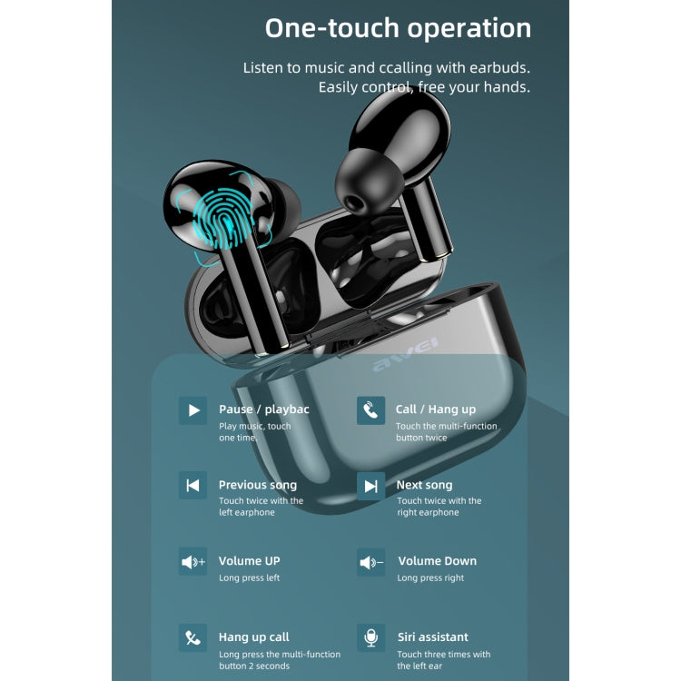 awei T29 Bluetooth V5.0 TWS Echtes kabelloses Sport-Headset mit Ladehülle