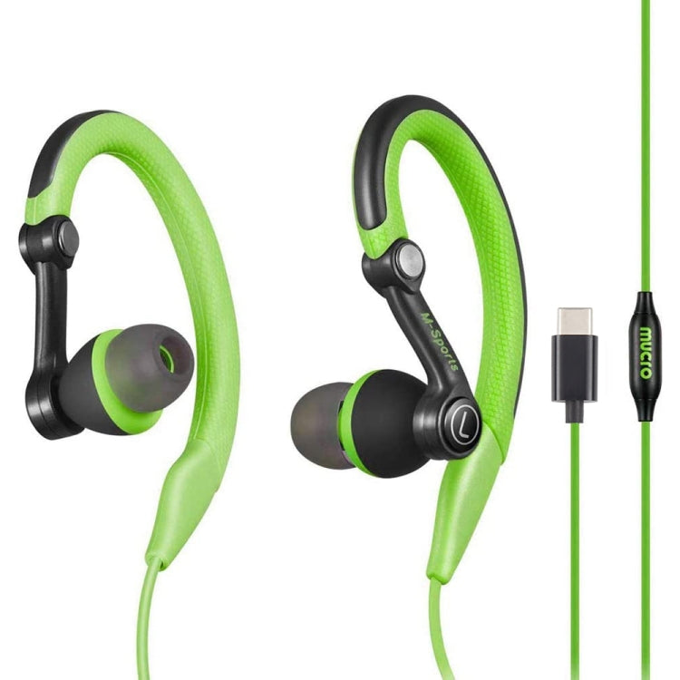 Mucro Typ-C-Stecker-In-Ear-Sport-Ohrbügel-Stereokopfhörer mit Kabel für Jogging und Fitnessstudio, Type-C