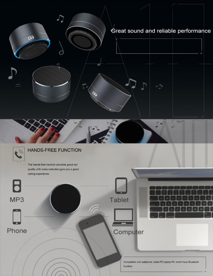 Tragbarer Mini-Bluetooth-Lautsprecher A10 mit integriertem Mikrofon und LED, unterstützt Freisprechanrufe und TF-Karte
