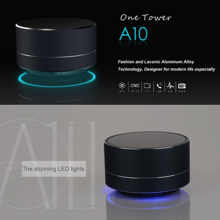 Tragbarer Mini-Bluetooth-Lautsprecher A10 mit integriertem Mikrofon und LED, unterstützt Freisprechanrufe und TF-Karte