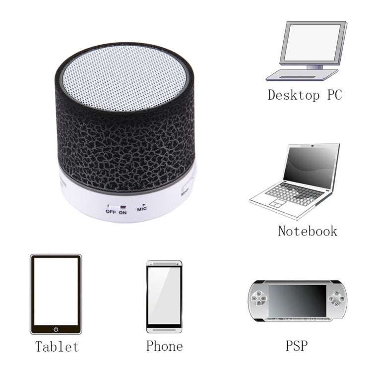 Tragbarer Mini-Bluetooth-Stereolautsprecher A9 Glare Crack mit LED-Licht, integriertem Mikrofon, Unterstützung für Freisprechanrufe und TF-Karte