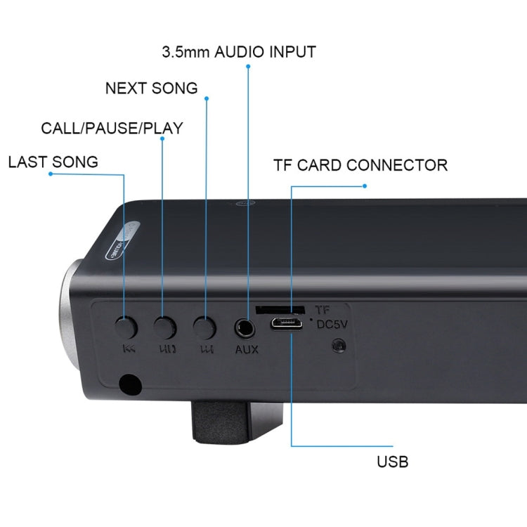 Soundbar LP-08 (CE0152) USB MP3-Player 2.1CH Bluetooth Wireless Soundbar-Lautsprecher mit Fernbedienung, CE0152 Black, CE0152 Gold