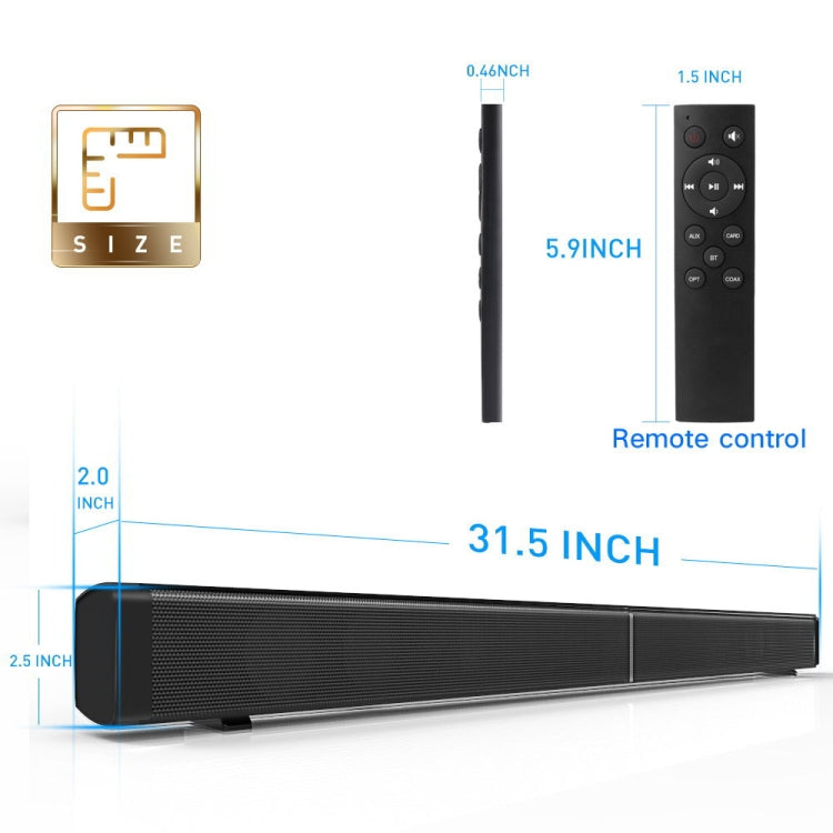 Soundbar LP-09 (CE0148) Heimkino-Bluetooth-Soundbar-Lautsprecher mit Fernbedienung, CE0148 Black