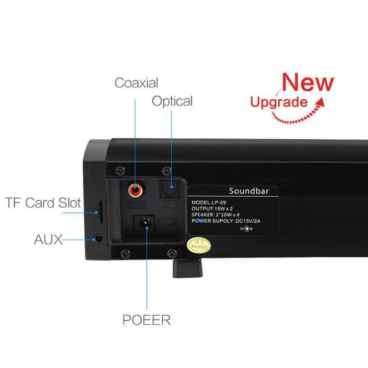 Soundbar LP-09 (CE0148) Heimkino-Bluetooth-Soundbar-Lautsprecher mit Fernbedienung, CE0148 Black