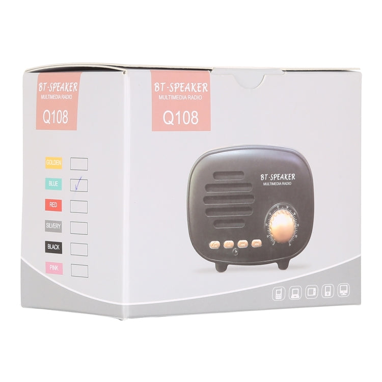 Q108 Retro Mini Wireless Bluetooth Lautsprecher, unterstützt Freisprecheinrichtung / TF-Karte / U-Disk / FM