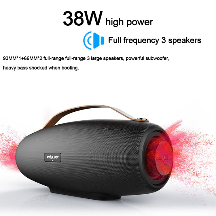 ZEALOT S27 Multifunktionaler kabelloser Bass-Bluetooth-Lautsprecher, integriertes Mikrofon, unterstützt Bluetooth-Anrufe, AUX und TF-Karte sowie 1 x 93 mm + 2 x 66 mm Lautsprecher, S27