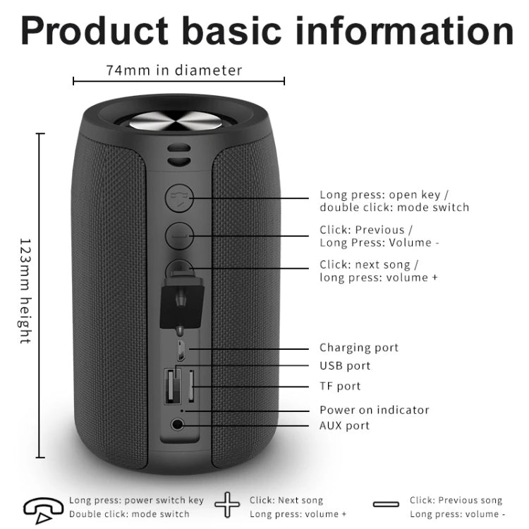 ZEALOT S32 5W HiFi-Bass kabelloser Bluetooth-Lautsprecher, unterstützt Freisprecheinrichtung / USB / AUX, S32