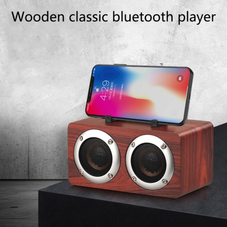 W5B Holz tragbarer Dual-Horn-Stereo-Bluetooth-Lautsprecher mit Telefonhalter, unterstützt TF-Karte/AUX