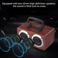 W5B Holz tragbarer Dual-Horn-Stereo-Bluetooth-Lautsprecher mit Telefonhalter, unterstützt TF-Karte/AUX