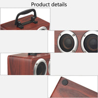W5B Holz tragbarer Dual-Horn-Stereo-Bluetooth-Lautsprecher mit Telefonhalter, unterstützt TF-Karte/AUX