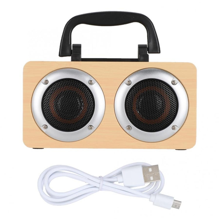 W5B Holz tragbarer Dual-Horn-Stereo-Bluetooth-Lautsprecher mit Telefonhalter, unterstützt TF-Karte/AUX