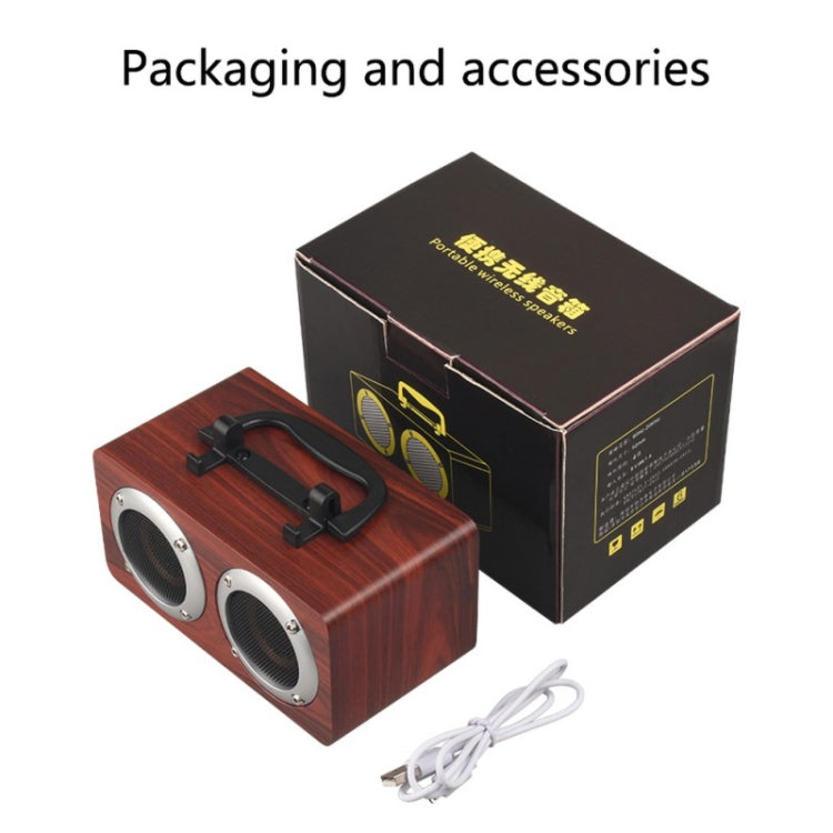 W5B Holz tragbarer Dual-Horn-Stereo-Bluetooth-Lautsprecher mit Telefonhalter, unterstützt TF-Karte/AUX