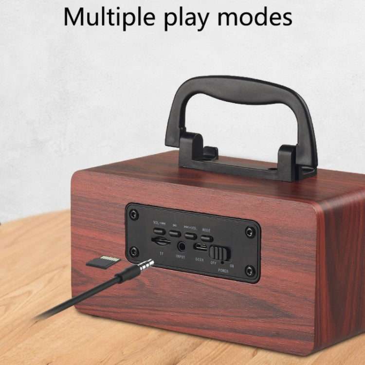 W5B Holz tragbarer Dual-Horn-Stereo-Bluetooth-Lautsprecher mit Telefonhalter, unterstützt TF-Karte/AUX