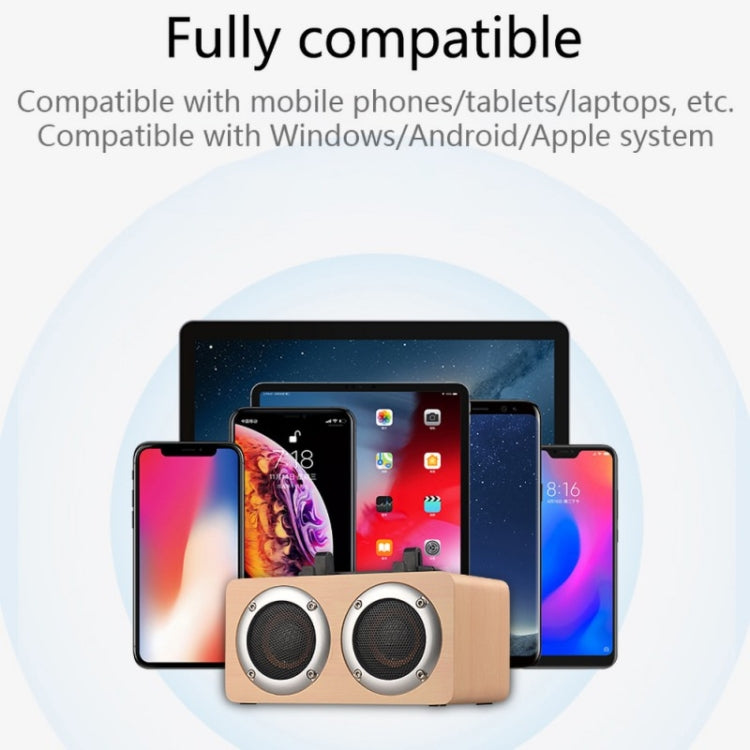 W5B Holz tragbarer Dual-Horn-Stereo-Bluetooth-Lautsprecher mit Telefonhalter, unterstützt TF-Karte/AUX