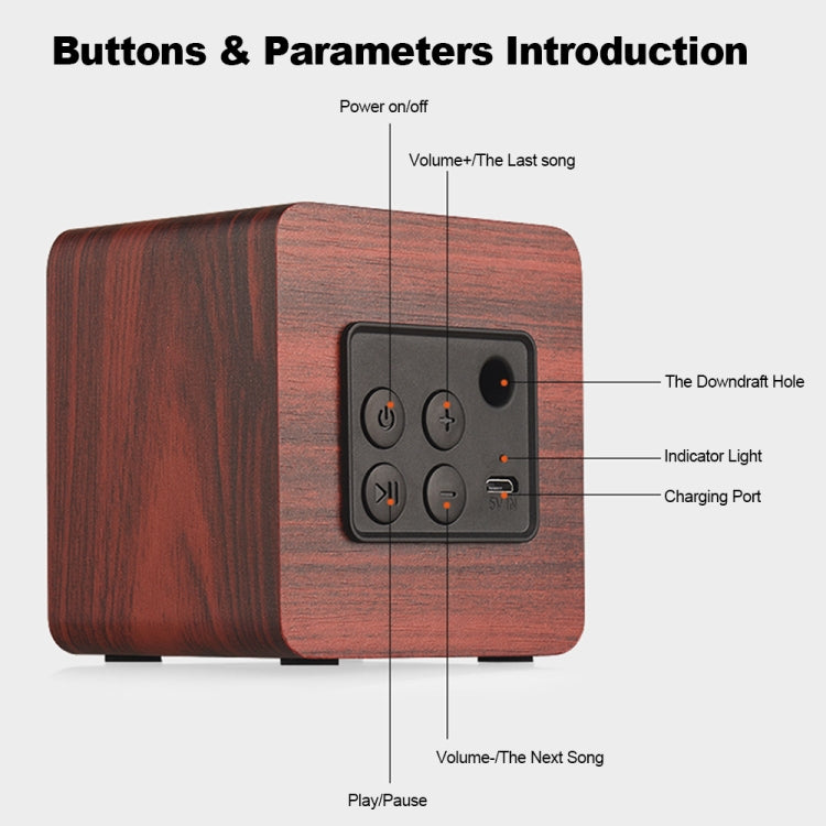 Q1 Tragbarer Mini-Mega-Bass-Bluetooth-Lautsprecher aus Holz