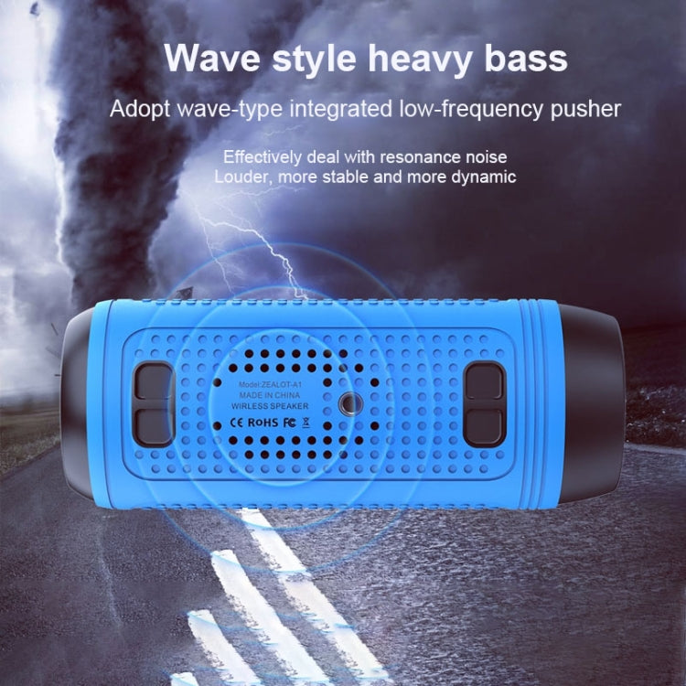 ZEALOT A1 Multifunktionaler kabelloser Bass-Bluetooth-Lautsprecher, integriertes Mikrofon, unterstützt Bluetooth-Anrufe, AUX, TF-Karte und LED-Leuchten