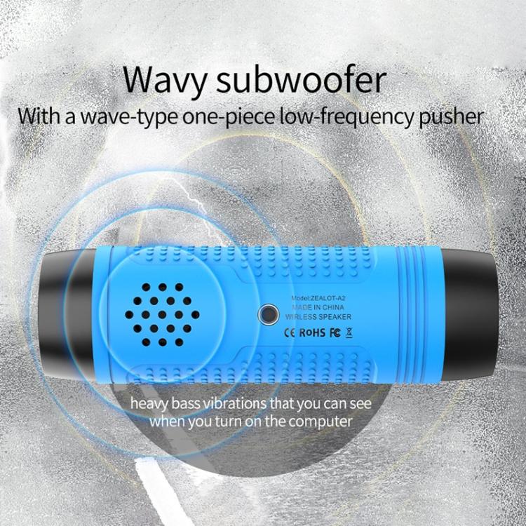 ZEALOT A2 Multifunktionaler kabelloser Bass-Bluetooth-Lautsprecher, integriertes Mikrofon, unterstützt Bluetooth-Anrufe, AUX, TF-Karte und LED-Leuchten