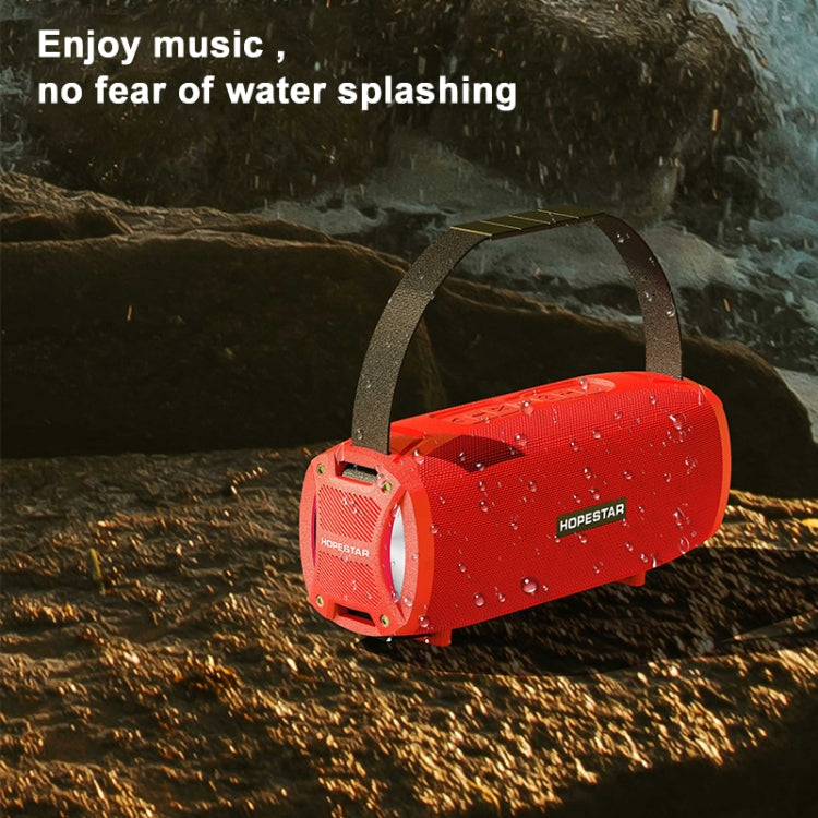 HOPESTAR H24 Pro TWS Tragbarer, wasserdichter, gewebter, strukturierter Bluetooth-Außenlautsprecher mit Rhythmuslicht, Unterstützung für Freisprechanrufe, U-Disk, TF-Karte und 3,5-mm-AUX und FM, H24 Pro Black, H24 Pro Grey, H24 Pro Blue, H24 Pro Red