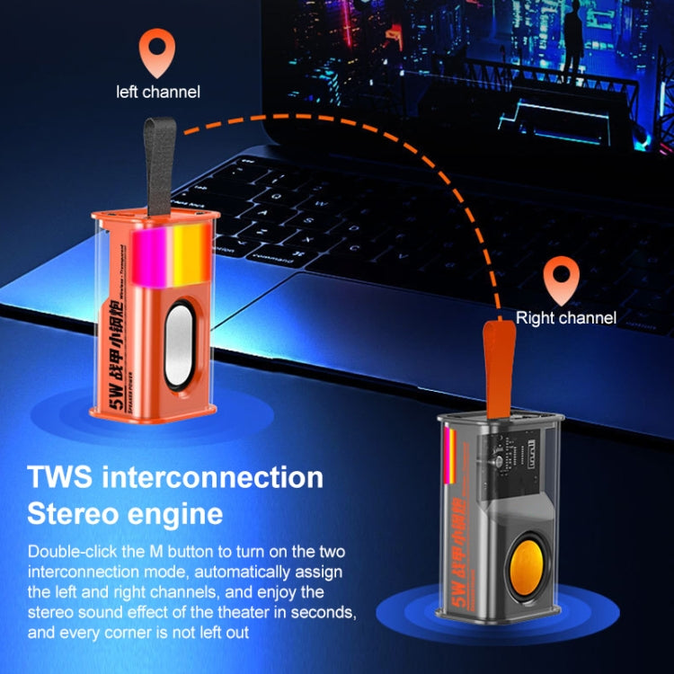 Tragbarer 5-W-Bullet-TWS-Wireless-Bluetooth-Lautsprecher, (Orange), (Green), (Grey), (Purple)