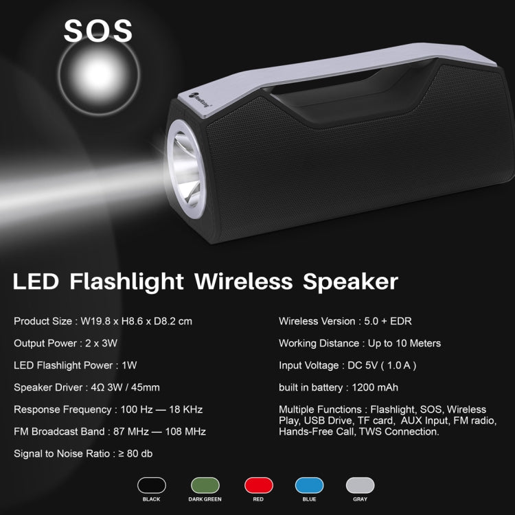 NewRixing NR-2028 Tragbare Beleuchtung, kabelloser Bluetooth-Stereo-Lautsprecher, unterstützt TWS-Funktionslautsprecher