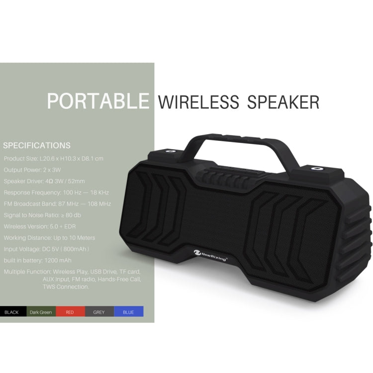 NewRixing NR-2029 Tragbarer kabelloser Bluetooth-Stereolautsprecher, unterstützt TWS-Funktionslautsprecher