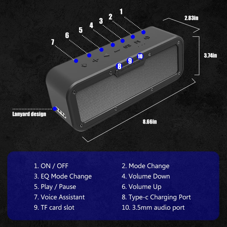 XDOBO Wake 1983 IPX7 Wasserdichter tragbarer kabelloser Bluetooth-Außenlautsprecher