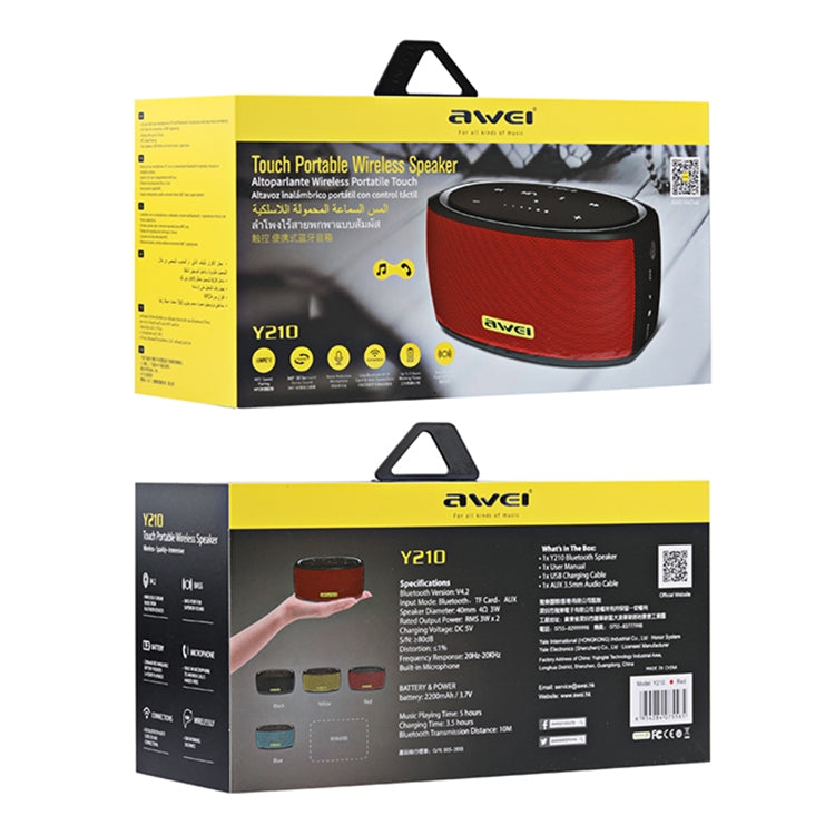 awei Y210 Tragbarer kabelloser Bluetooth-Lautsprecher V4.2 mit verbessertem Bass, unterstützt NFC / TF-Karte / AUX, Y210