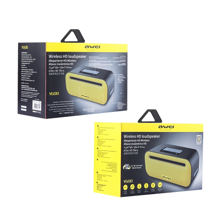 awei Y600 Kabelloser Bluetooth-Lautsprecher mit 3D-Stereo, integriertem Mikrofon, unterstützt TF-Karte/AUX/NFC, Y600