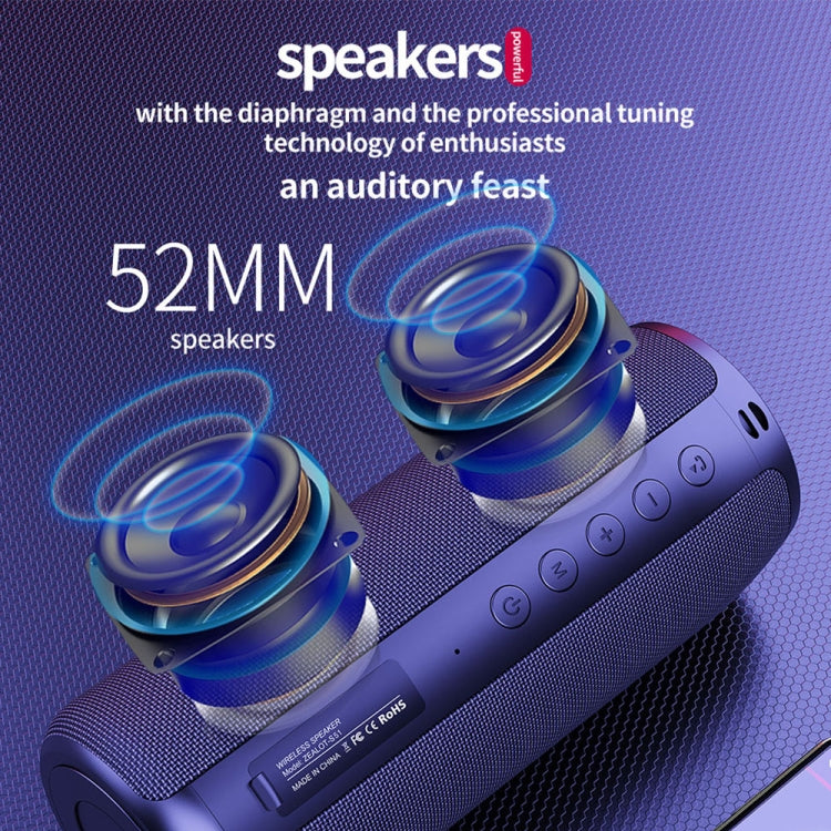 ZEALOT S51 Tragbarer Stereo-Bluetooth-Lautsprecher mit integriertem Mikrofon, unterstützt Freisprechen, TF-Karte und AUX, S51