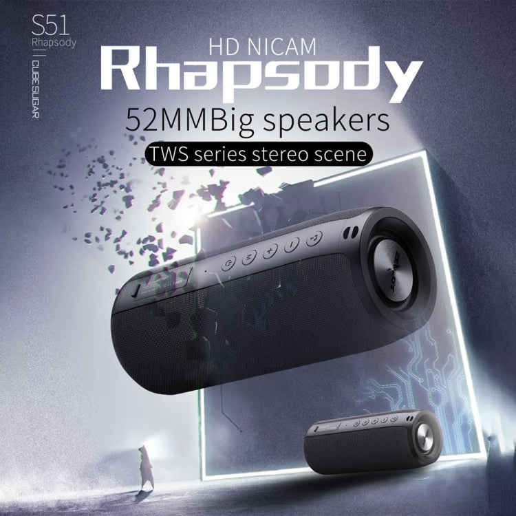 ZEALOT S51 Tragbarer Stereo-Bluetooth-Lautsprecher mit integriertem Mikrofon, unterstützt Freisprechen, TF-Karte und AUX, S51