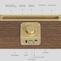 Tragbarer kabelloser Bluetooth-Lautsprecher Oneder V6, unterstützt Freisprecheinrichtung, FM- und TF-Karte sowie AUX- und USB-Laufwerk