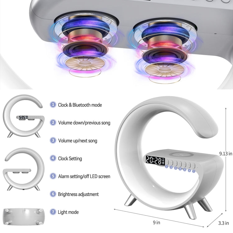 N69 Smart Bluetooth-Lautsprecher unterstützt kabelloses Ladegerät, Wecker und Umgebungslicht, EU-Stecker, EU Plug, N69 EU Plug