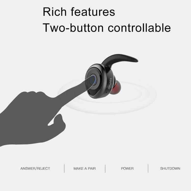 AWEI T1 Sport-Headset IPX4 Wasserdichter kabelloser Bluetooth V4.2 Stereo-Kopfhörer, unterstützt TWS, T1