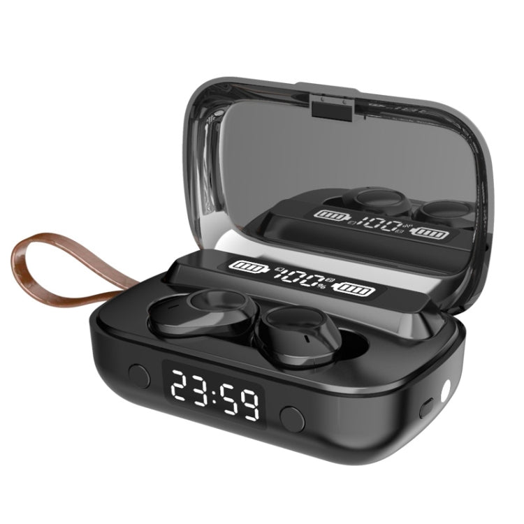 A13 TWS CVC8.0 und DSP Dual Noise Cancelling Touch Bluetooth-Kopfhörer mit Ladebox, unterstützt LED-Digitalanzeige, Uhr, Taschenlampe, HD-Anruf, Siri und Powerbank, A13