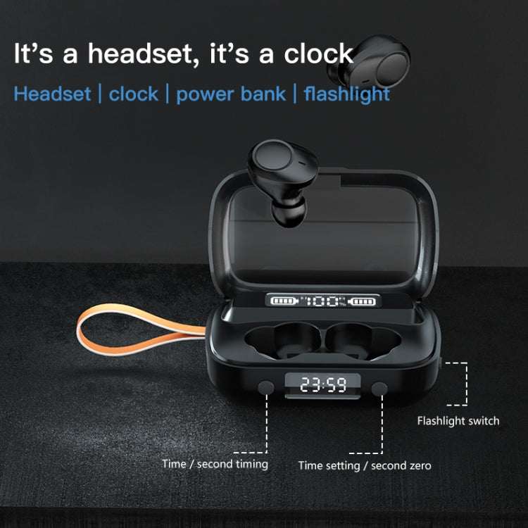 A13 TWS CVC8.0 und DSP Dual Noise Cancelling Touch Bluetooth-Kopfhörer mit Ladebox, unterstützt LED-Digitalanzeige, Uhr, Taschenlampe, HD-Anruf, Siri und Powerbank, A13