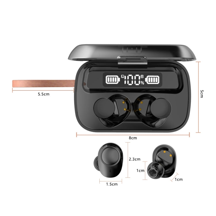 A13 TWS CVC8.0 und DSP Dual Noise Cancelling Touch Bluetooth-Kopfhörer mit Ladebox, unterstützt LED-Digitalanzeige, Uhr, Taschenlampe, HD-Anruf, Siri und Powerbank, A13