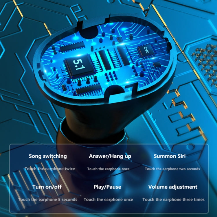 A13 TWS CVC8.0 und DSP Dual Noise Cancelling Touch Bluetooth-Kopfhörer mit Ladebox, unterstützt LED-Digitalanzeige, Uhr, Taschenlampe, HD-Anruf, Siri und Powerbank, A13