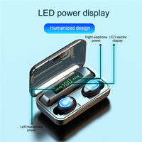 F9-9 TWS CVC8.0 Bluetooth-Kopfhörer mit Geräuschunterdrückung und Ladebox, unterstützt Touch-Lichteffekt und LED-Leistungsanzeige mit drei Bildschirmen, Powerbank, Mobiltelefonhalter und HD-Anruf- und Sprachassistent, F9-9 Black, F9-9 Dark Blue, F9-9 P...