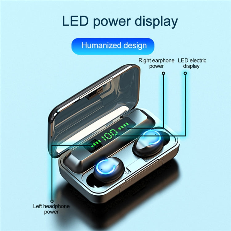 F9-9 TWS CVC8.0 Bluetooth-Kopfhörer mit Geräuschunterdrückung und Ladebox, unterstützt Touch-Lichteffekt und LED-Leistungsanzeige mit drei Bildschirmen, Powerbank, Mobiltelefonhalter und HD-Anruf- und Sprachassistent, F9-9 Black, F9-9 Dark Blue, F9-9 P...