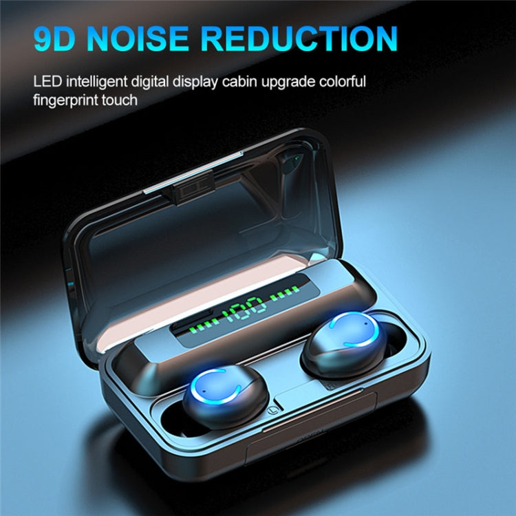 F9-9 TWS CVC8.0 Bluetooth-Kopfhörer mit Geräuschunterdrückung und Ladebox, unterstützt Touch-Lichteffekt und LED-Leistungsanzeige mit drei Bildschirmen, Powerbank, Mobiltelefonhalter und HD-Anruf- und Sprachassistent, F9-9 Black, F9-9 Dark Blue, F9-9 P...