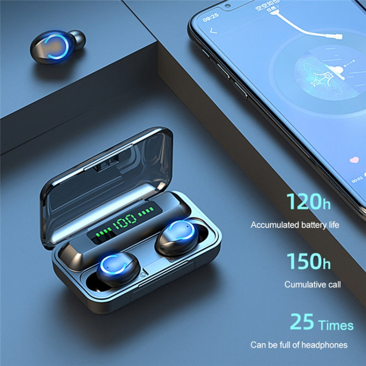 F9-9 TWS CVC8.0 Bluetooth-Kopfhörer mit Geräuschunterdrückung und Ladebox, unterstützt Touch-Lichteffekt und LED-Leistungsanzeige mit drei Bildschirmen, Powerbank, Mobiltelefonhalter und HD-Anruf- und Sprachassistent, F9-9 Black, F9-9 Dark Blue, F9-9 P...