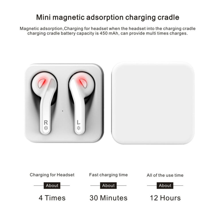 T-88 TWS Bluetooth V5.0 Kabellose Stereo-Ohrhörer mit magnetischer Ladebox