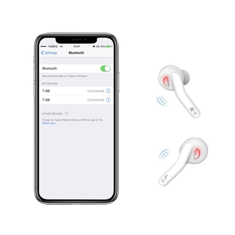 T-88 TWS Bluetooth V5.0 Kabellose Stereo-Ohrhörer mit magnetischer Ladebox